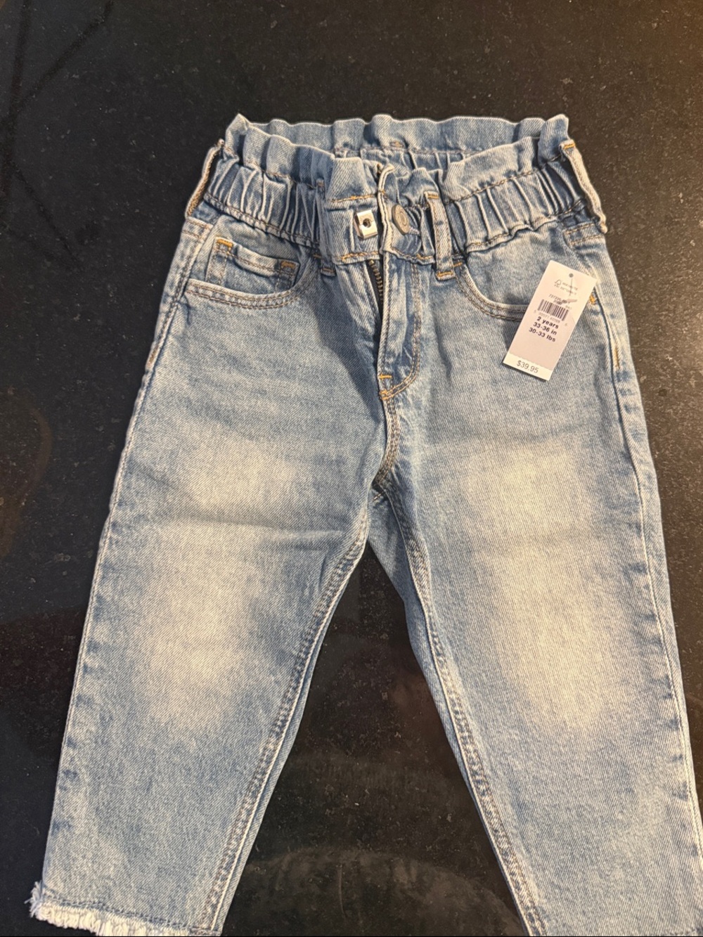 Kids Light Blue Paperbag Waist Denim Jeans